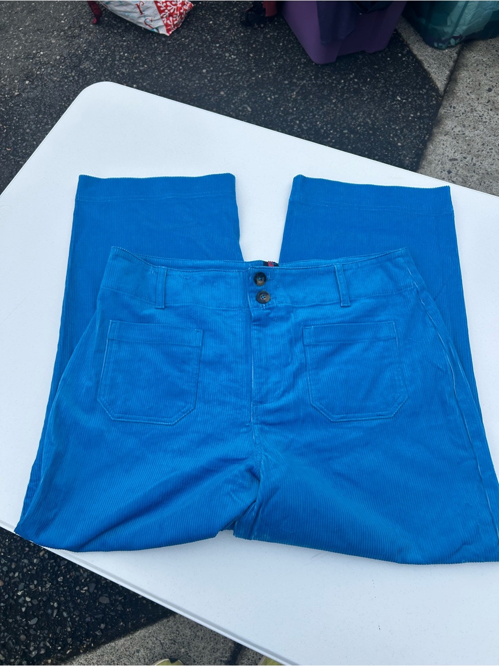 Boden Bright Blue Corduroy Women's Pants with Patch Pockets